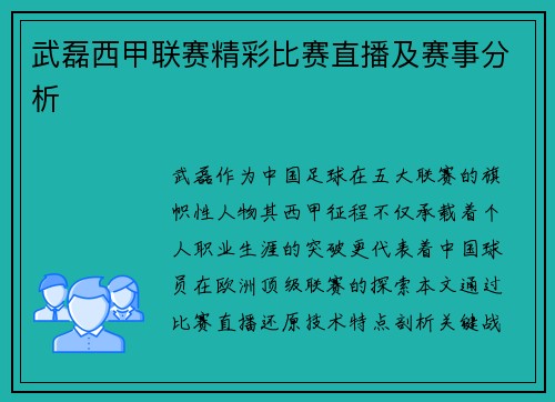 武磊西甲联赛精彩比赛直播及赛事分析